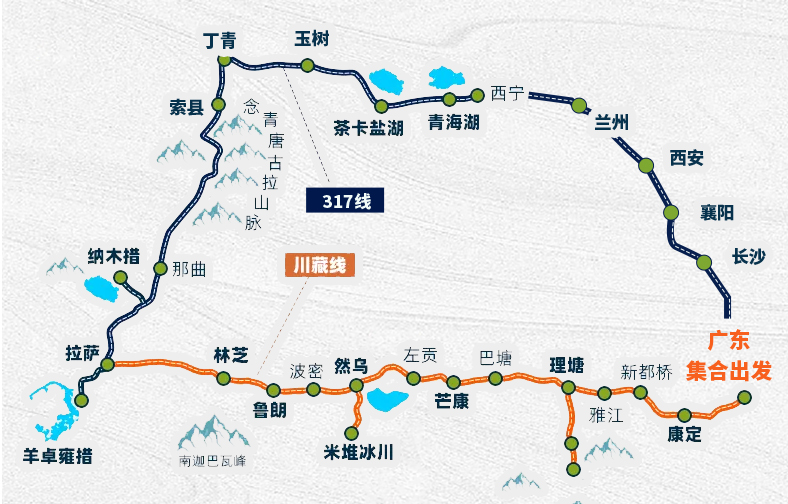 川藏青藏线线路图